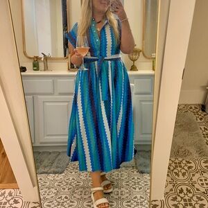 Oliphant Blue and White Patterned Dress